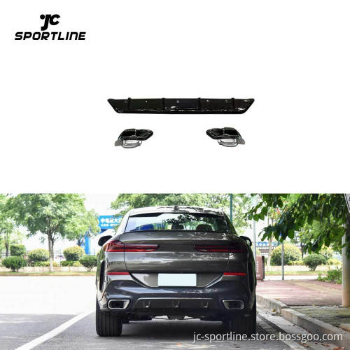 Glossy Black ABS Rear Valance Bumper Diffuser Lip with Steel Exhaust Tips for BMW X6 G06 2023-2024